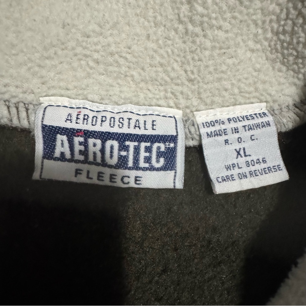 Aeropostale Aero Tec Fleece Quarter Zip Pullover Sweater Green/White Boys XL - Picture 7 of 15
